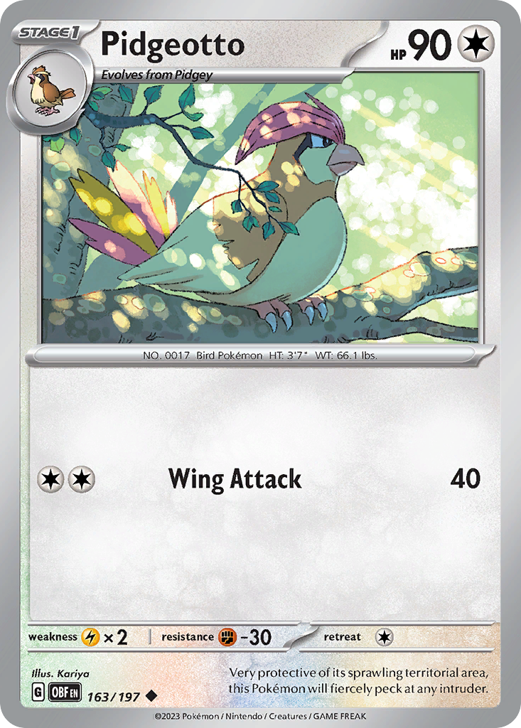 Pidgeotto – Obsidian Flames 163/197 Pokémon card