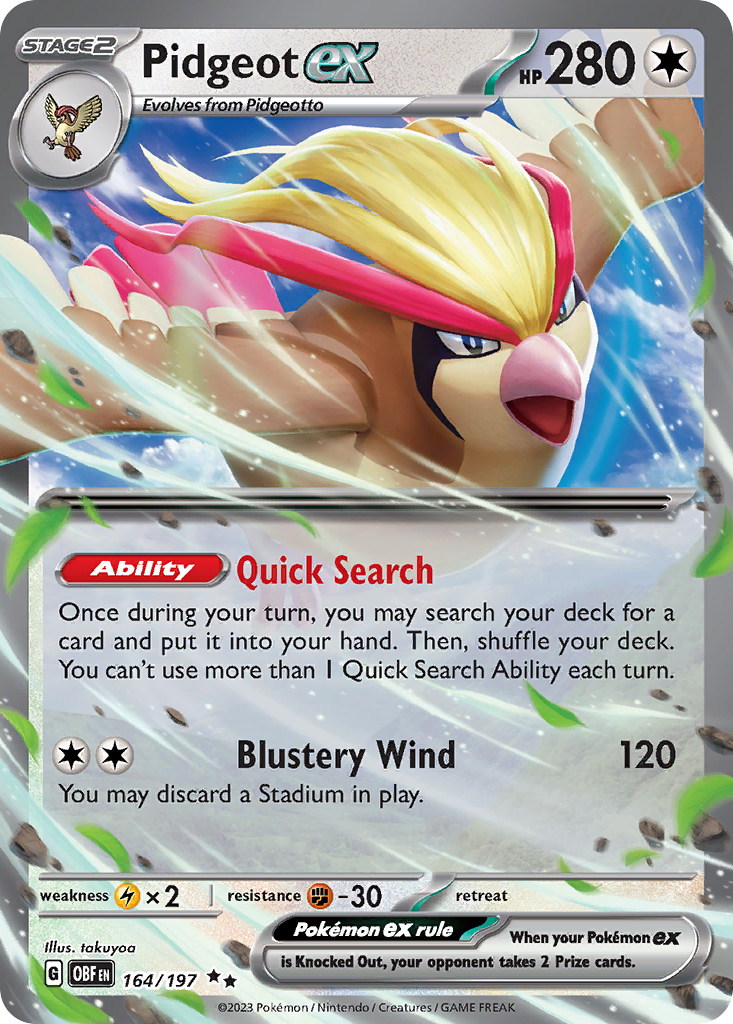 Pidgeot ex – Obsidian Flames 164/197 Pokémon card