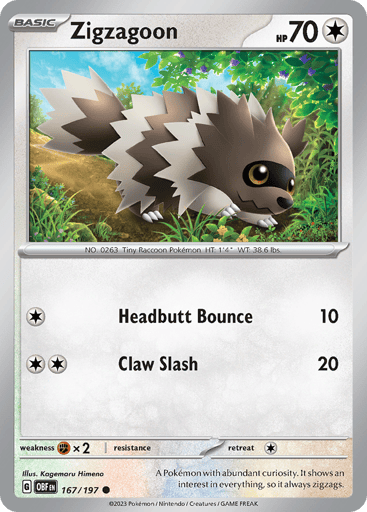 Zigzagoon - Obsidian Flames 167