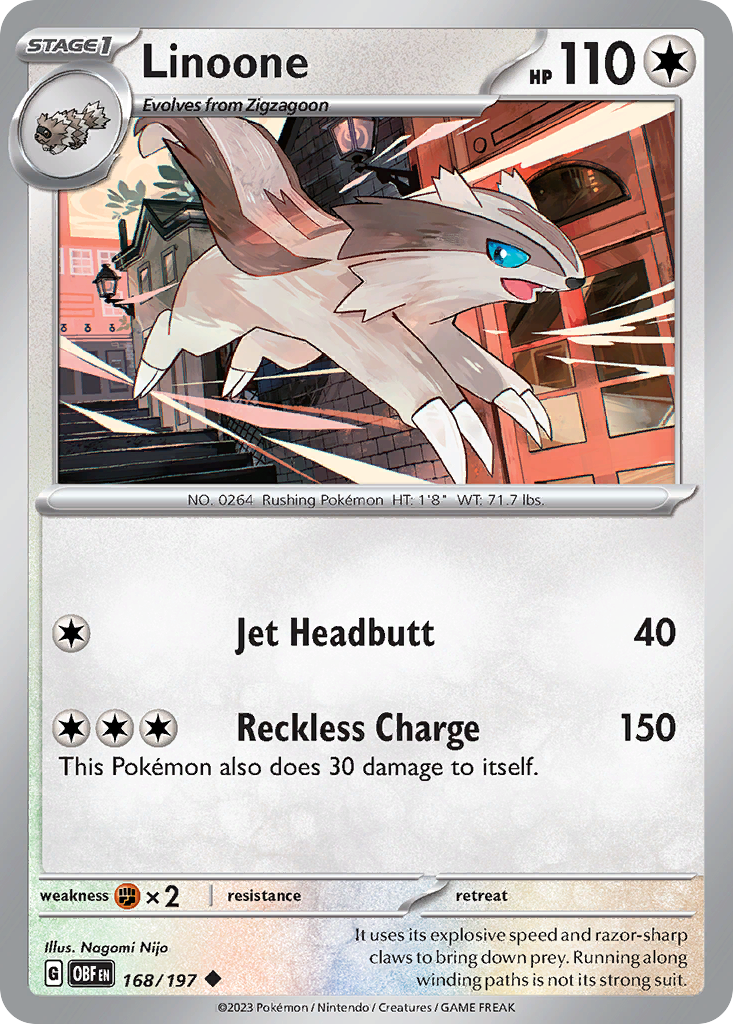 Linoone – Obsidian Flames 168/197 Pokémon card