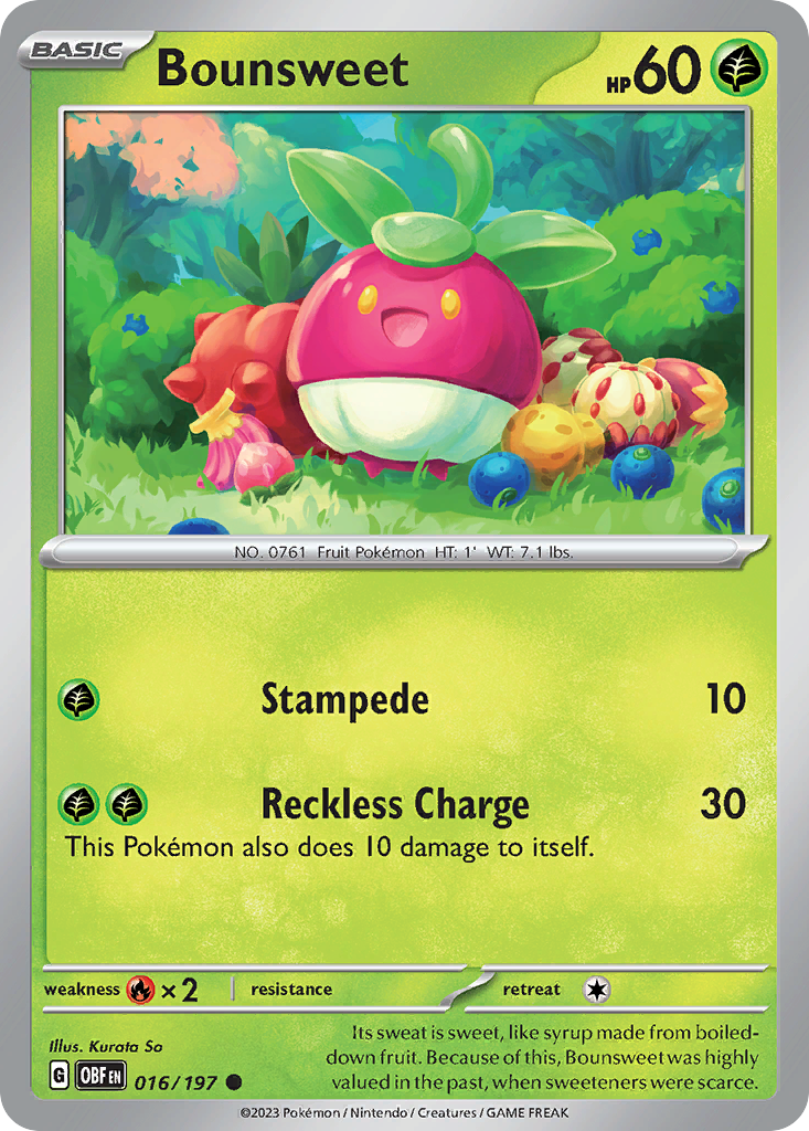 Bounsweet – Obsidian Flames 016/197 Pokémon card