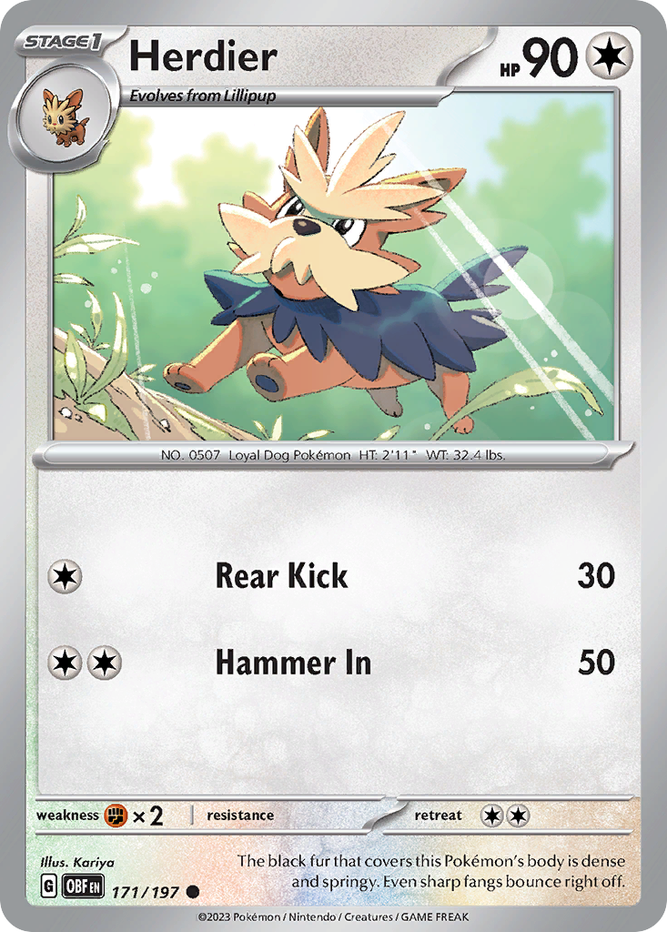 Herdier – Obsidian Flames 171/197 Pokémon card