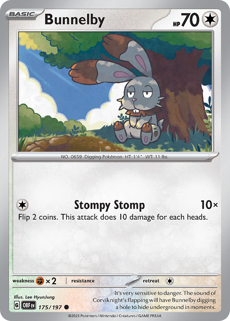 Bunnelby – Obsidian Flames 175/197 Pokémon card