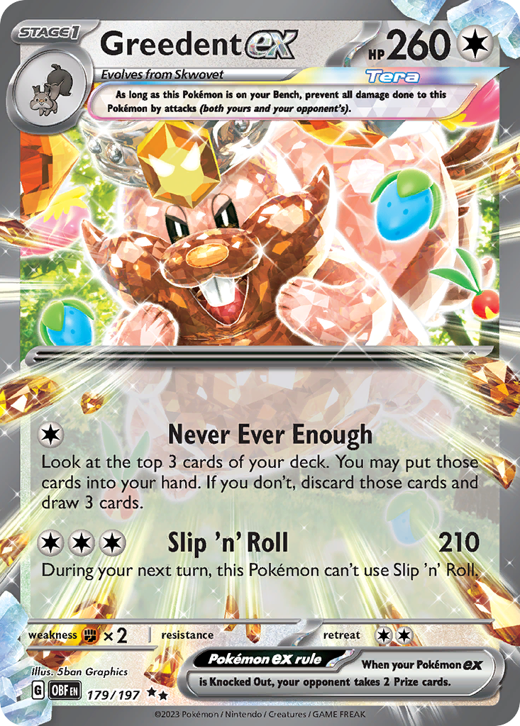 Greedent ex – Obsidian Flames 179/197 Pokémon card