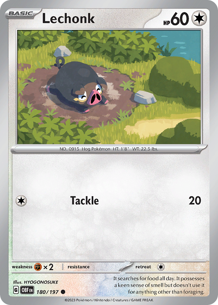 Lechonk – Obsidian Flames 180/197 Pokémon card