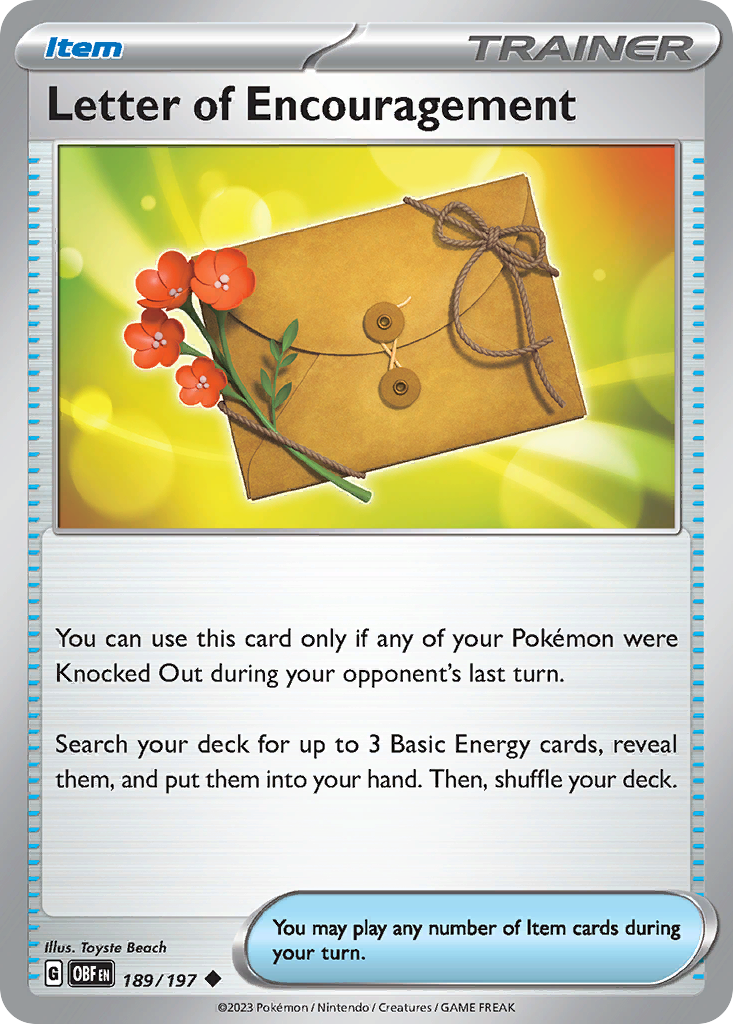 Letter of Encouragement – Obsidian Flames 189/197 Pokémon card