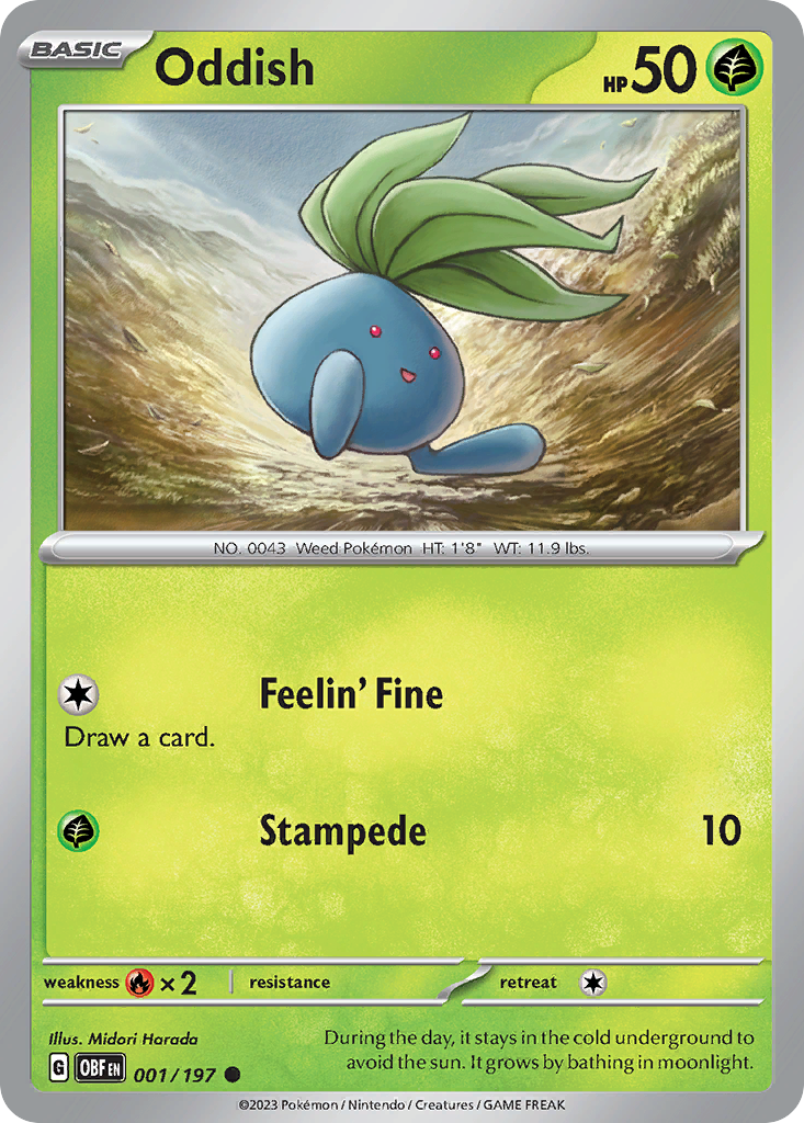 Oddish – Obsidian Flames 001/197 Pokémon card