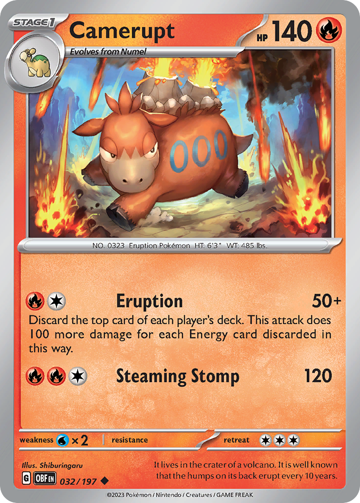 Camerupt – Obsidian Flames 032/197 Pokémon card