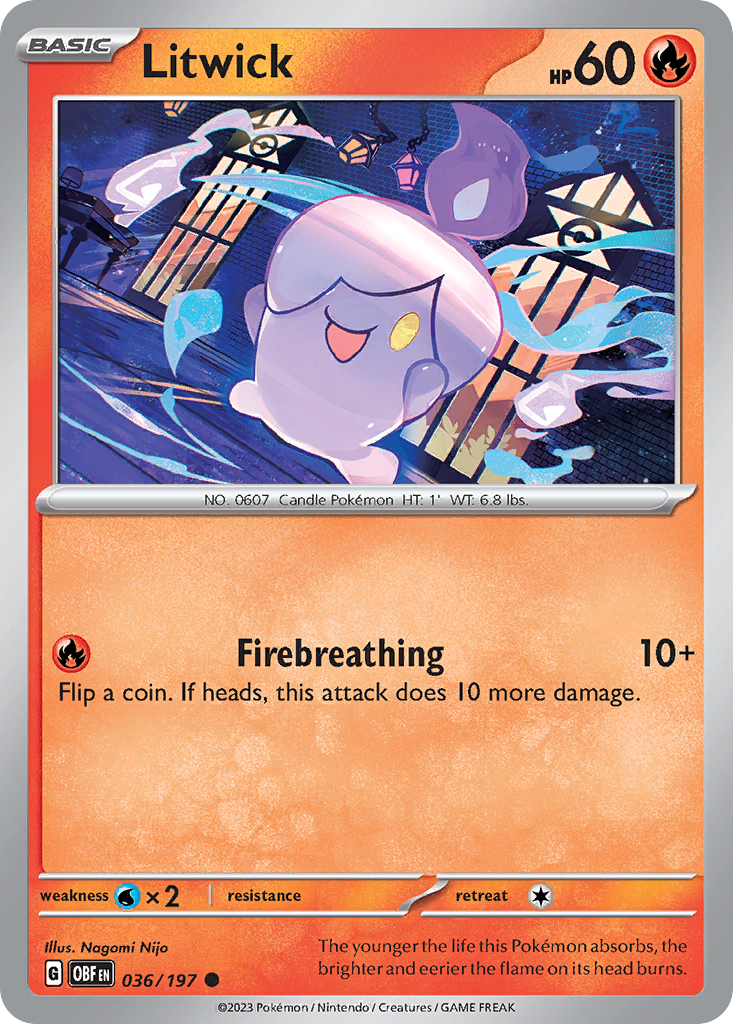 Litwick – Obsidian Flames 036/197 Pokémon card