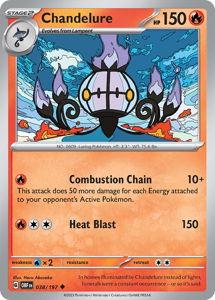 Chandelure – Obsidian Flames 038/197 Pokémon card