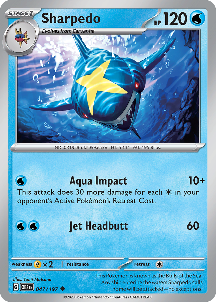 Sharpedo – Obsidian Flames 047/197 Pokémon card