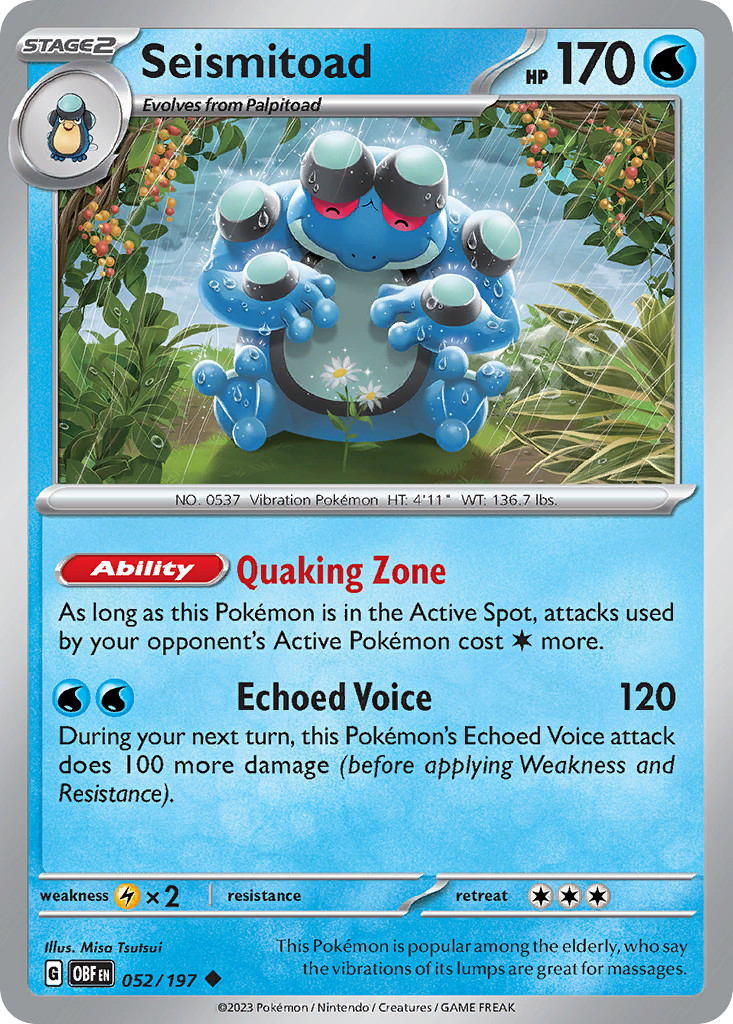 Seismitoad – Obsidian Flames 052/197 Pokémon card