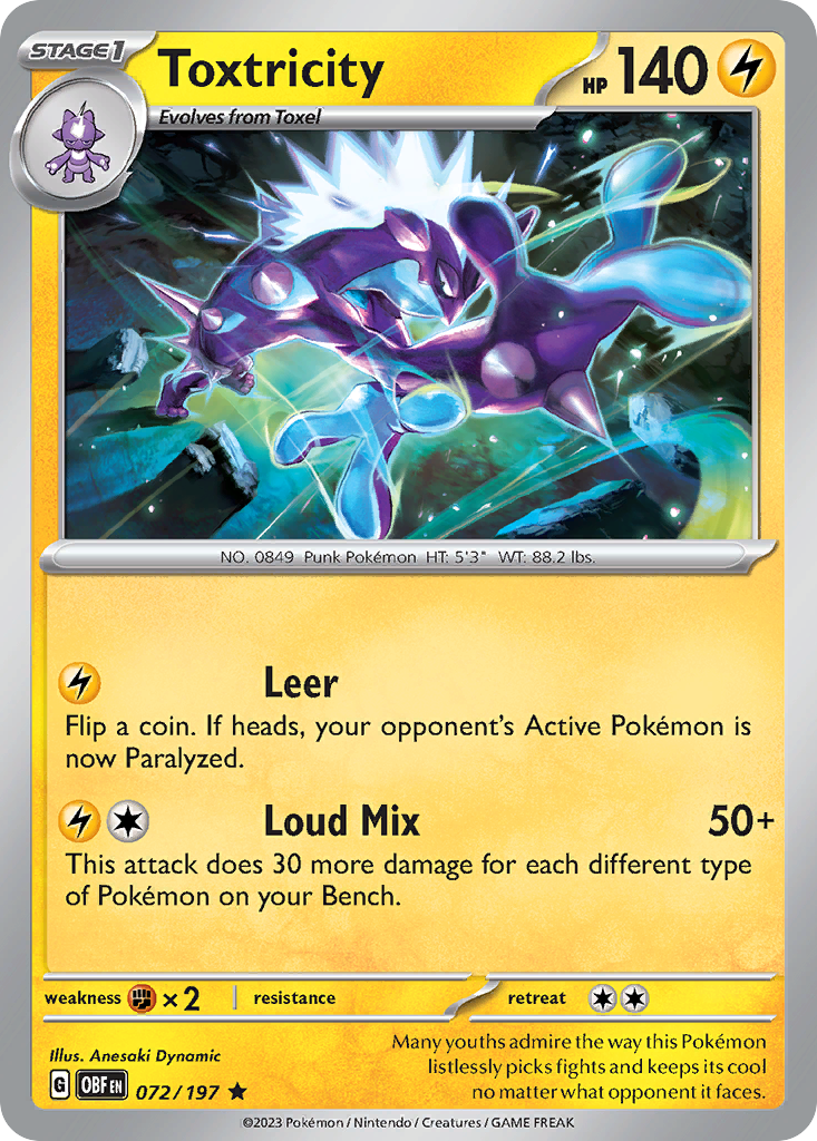 Toxtricity – Obsidian Flames 072/197 Pokémon card