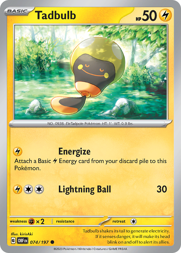 Tadbulb – Obsidian Flames 074/197 Pokémon card