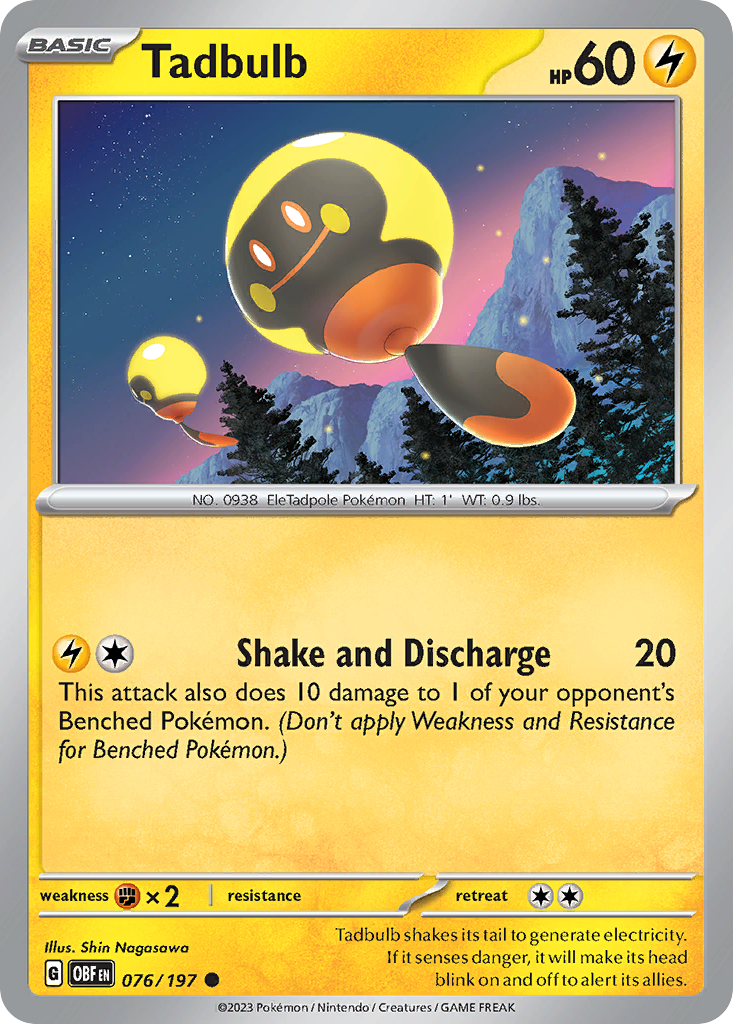 Tadbulb – Obsidian Flames 076/197 Pokémon card
