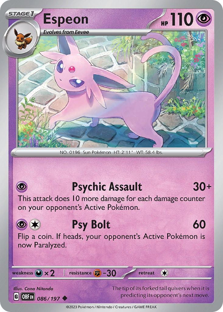 Espeon – Obsidian Flames 086/197 Pokémon card