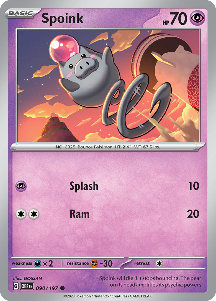 Spoink – Obsidian Flames 090/197 Pokémon card