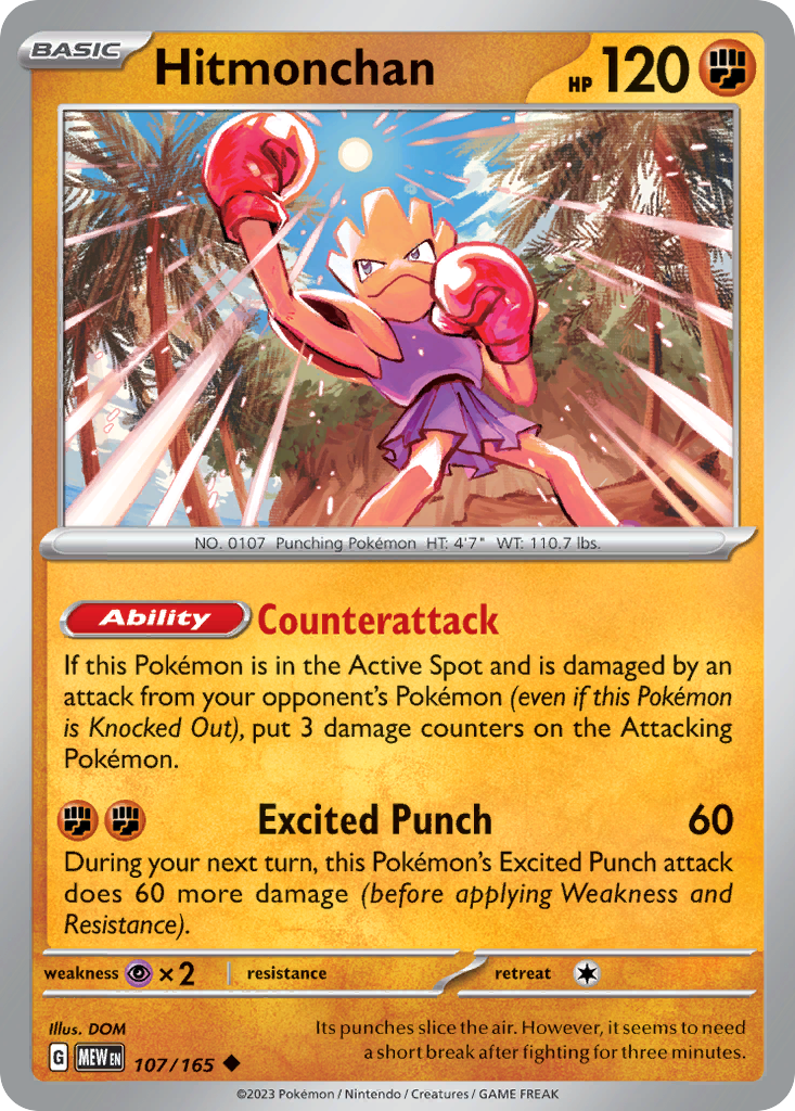 Hitmonchan – 151 107/165 Pokémon card