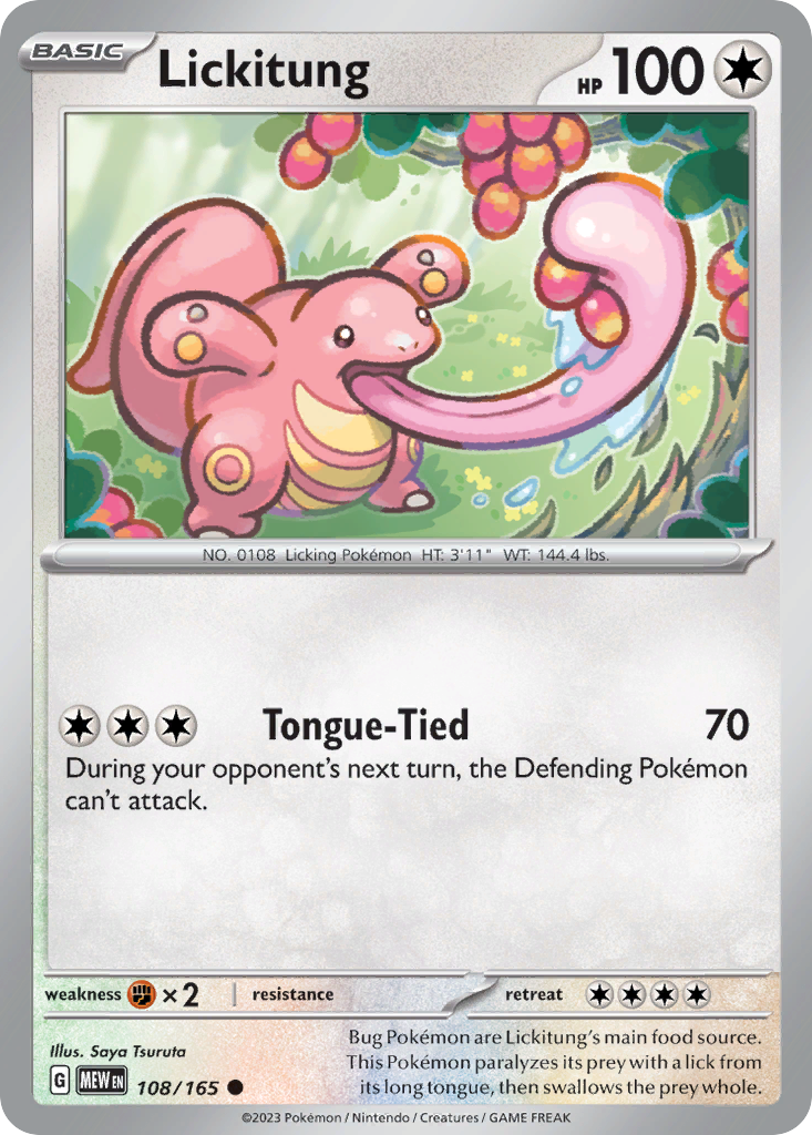 Lickitung – 151 108/165 Pokémon card