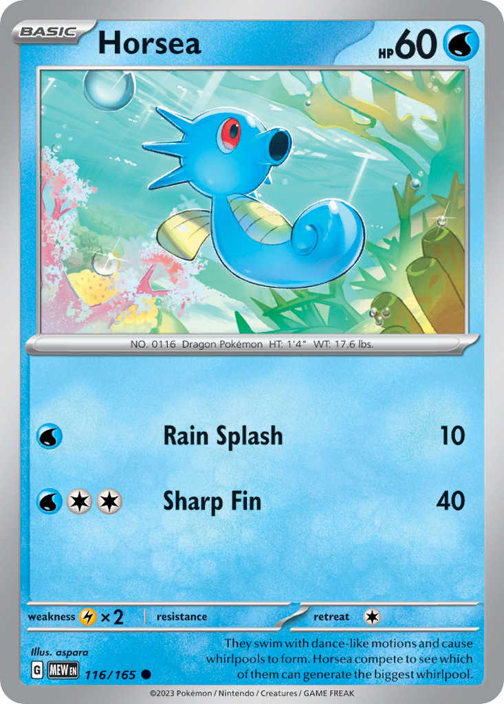 Horsea – 151 116/165 Pokémon card