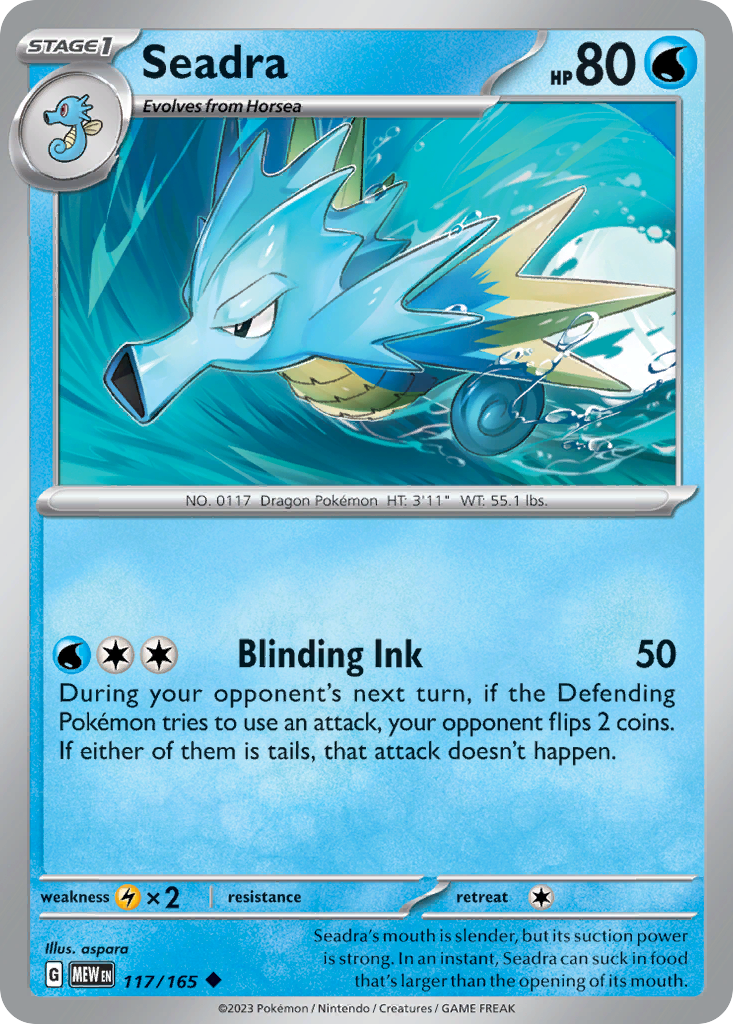 Seadra – 151 117/165 Pokémon card