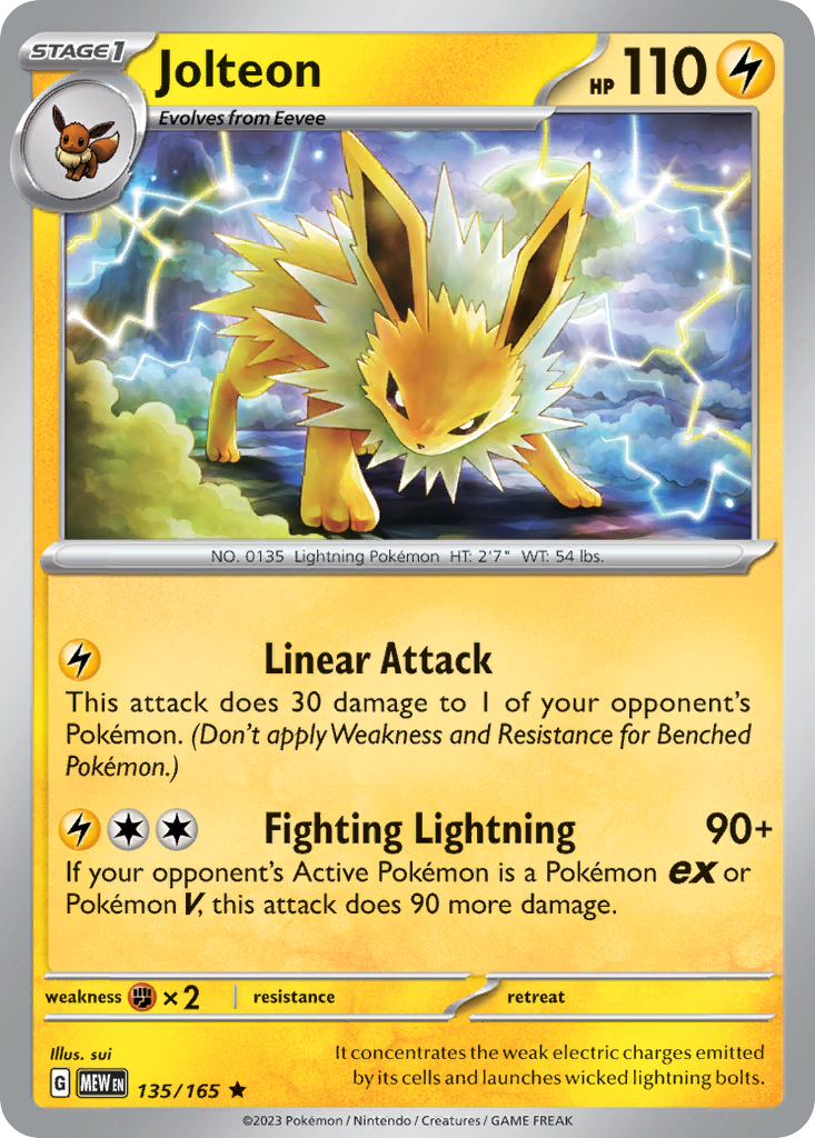 Jolteon – 151 135/165 Pokémon card