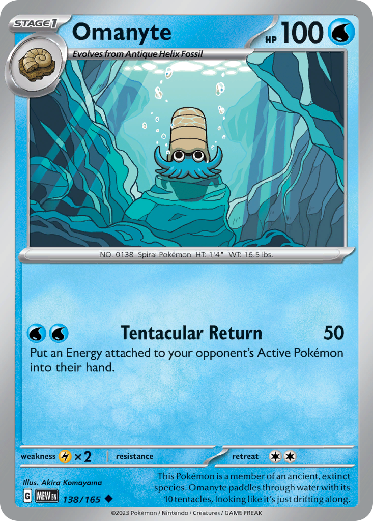 Omanyte – 151 138/165 Pokémon card