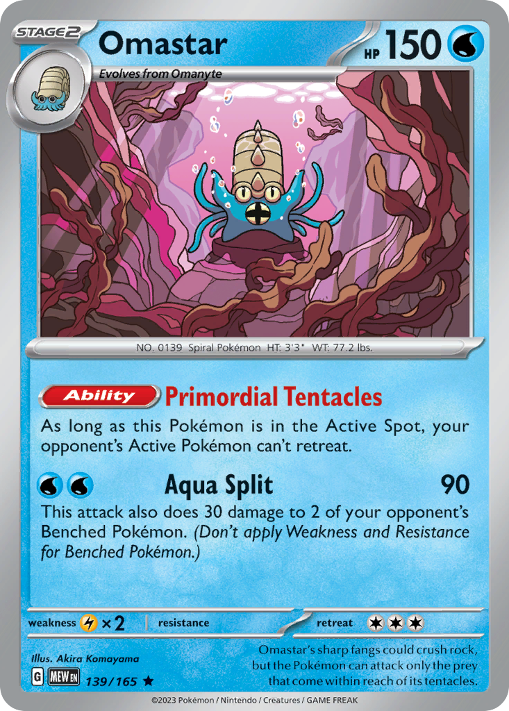 Omastar – 151 139/165 Pokémon card