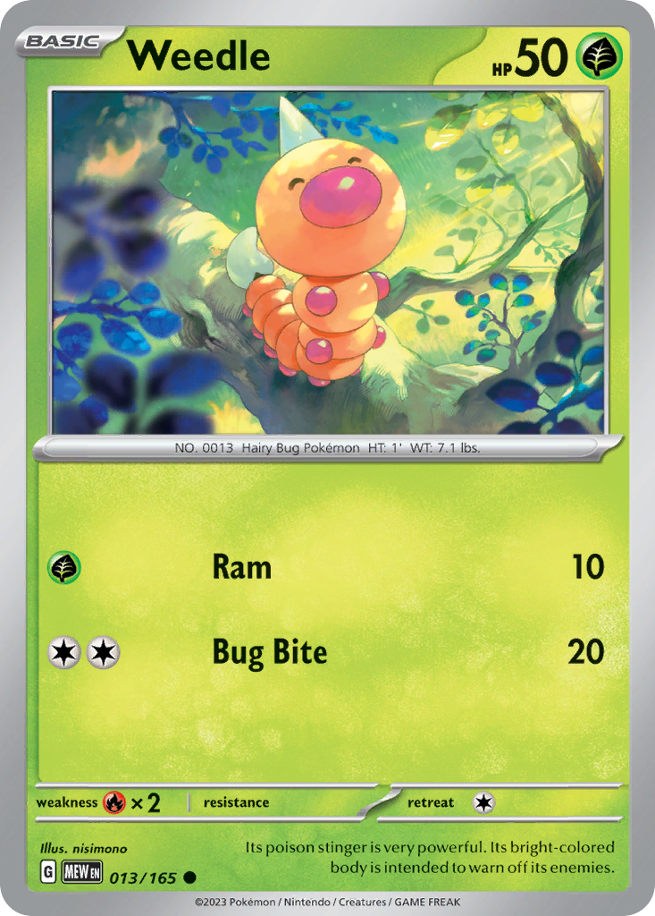 Weedle – 151 013/165 Pokémon card