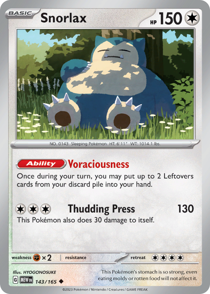 Snorlax – 151 143/165 Pokémon card