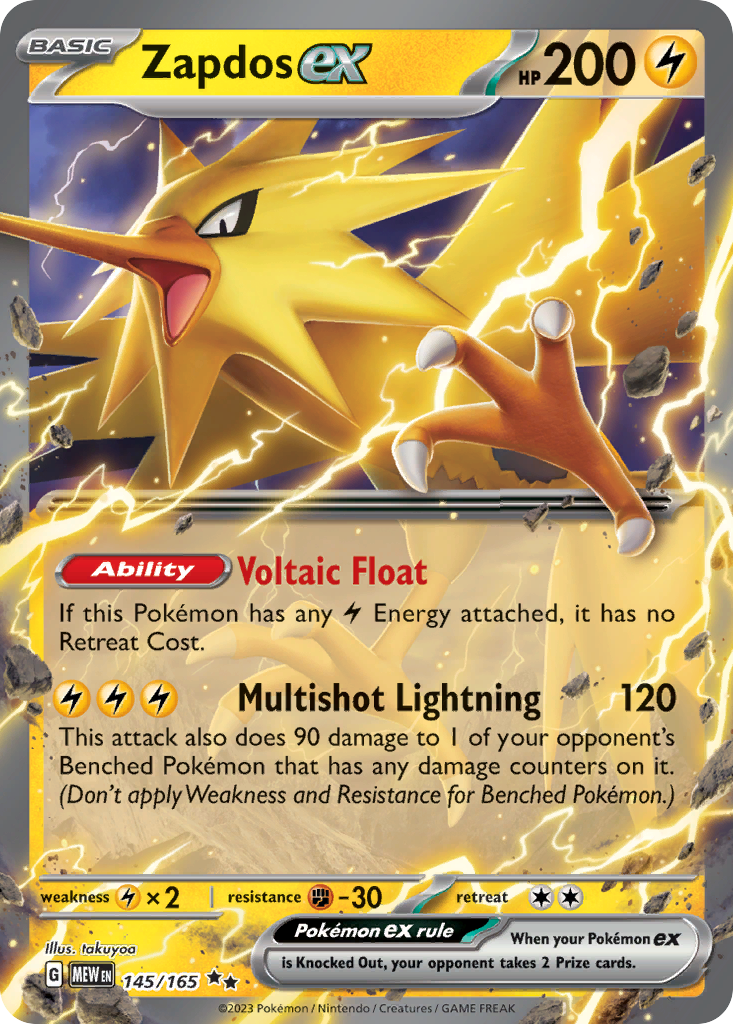 Zapdos ex – 151 145/165 Pokémon card