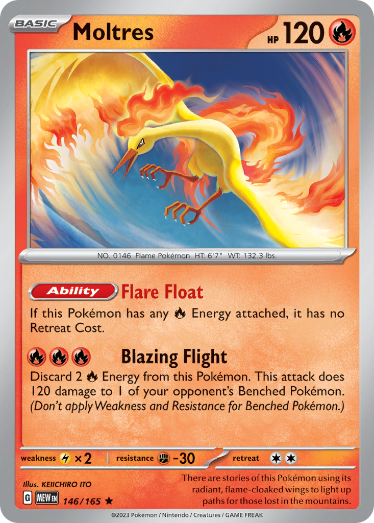 Moltres – 151 146/165 Pokémon card