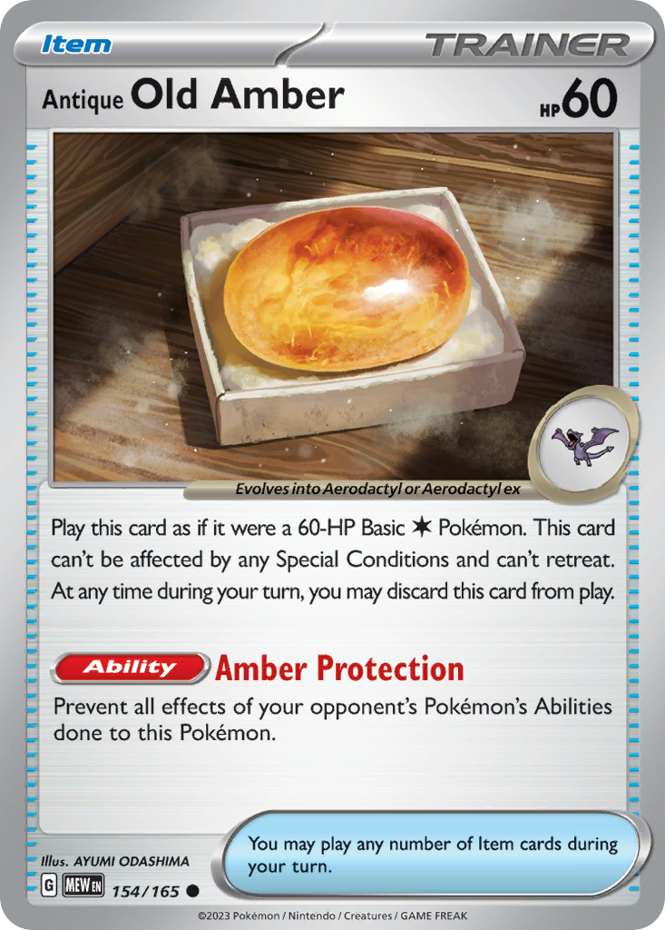 Antique Old Amber – 151 154/165 Pokémon card