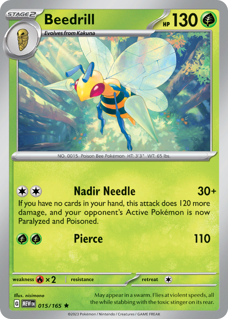 Beedrill – 151 015/165 Pokémon card