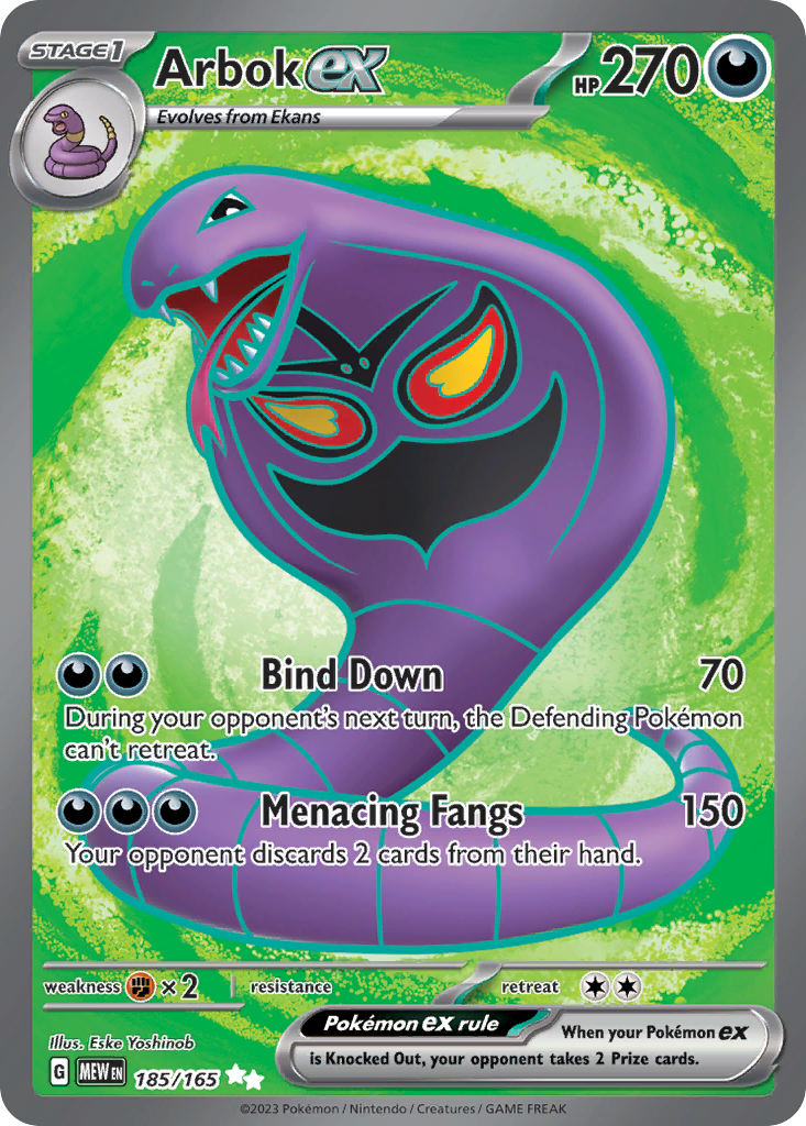 Arbok ex – 151 185/165 Pokémon card