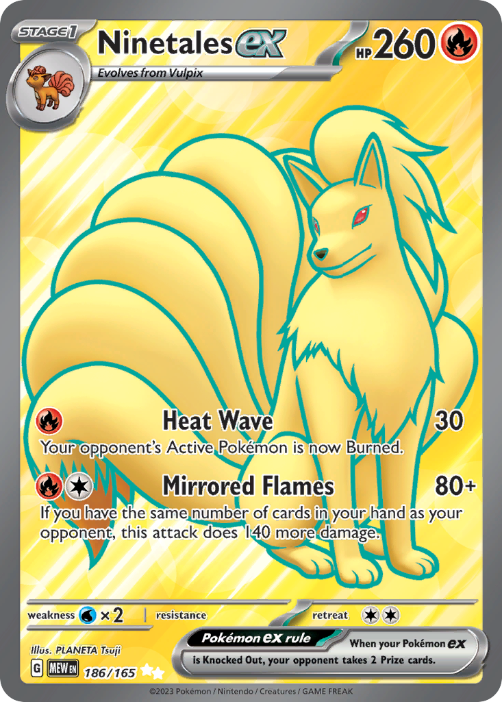 Ninetales ex – 151 186/165 Pokémon card
