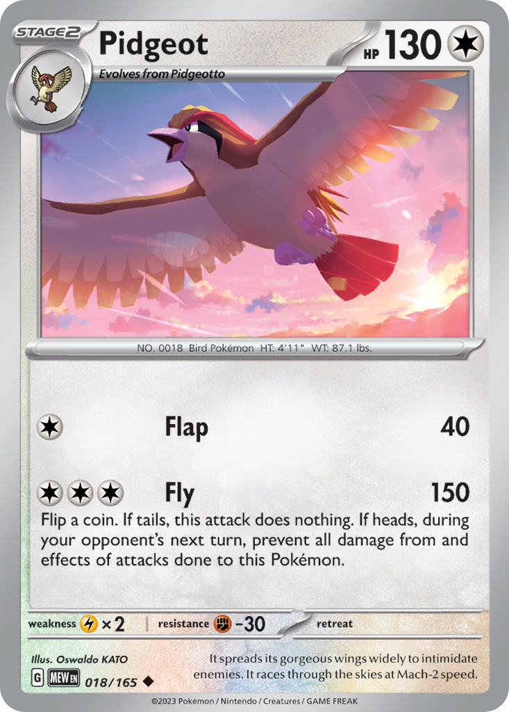 Pidgeot – 151 018/165 Pokémon card