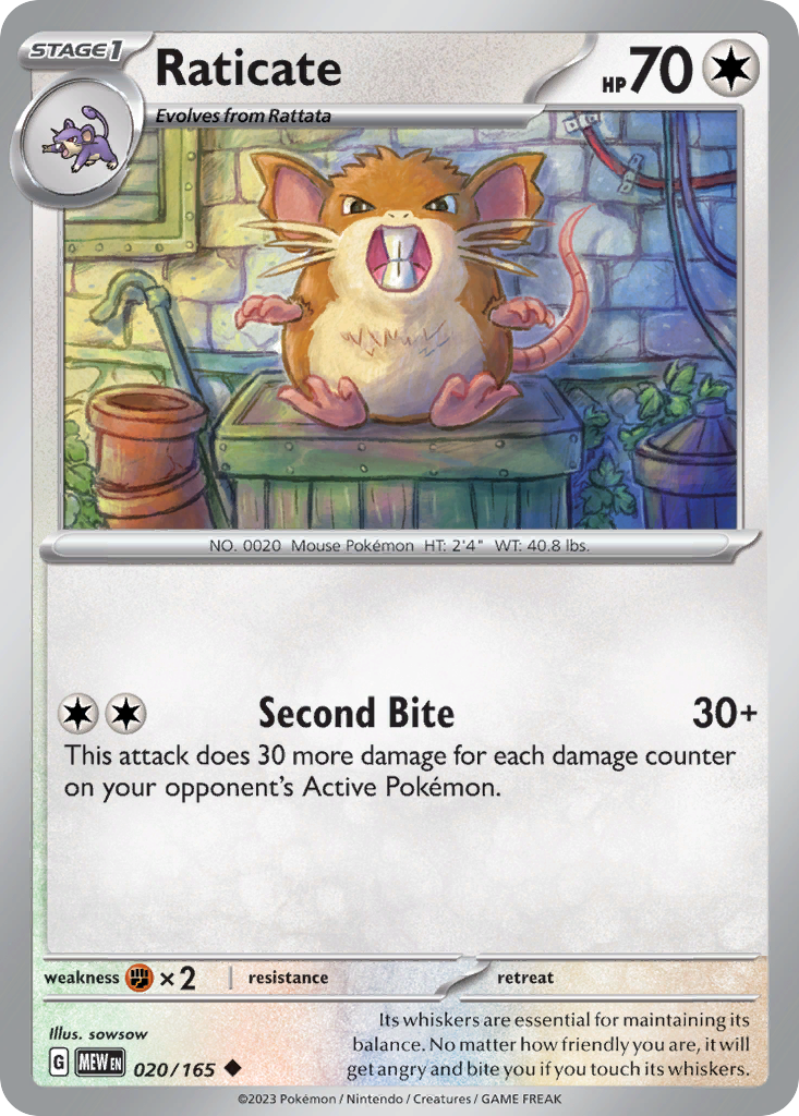 Raticate – 151 020/165 Pokémon card