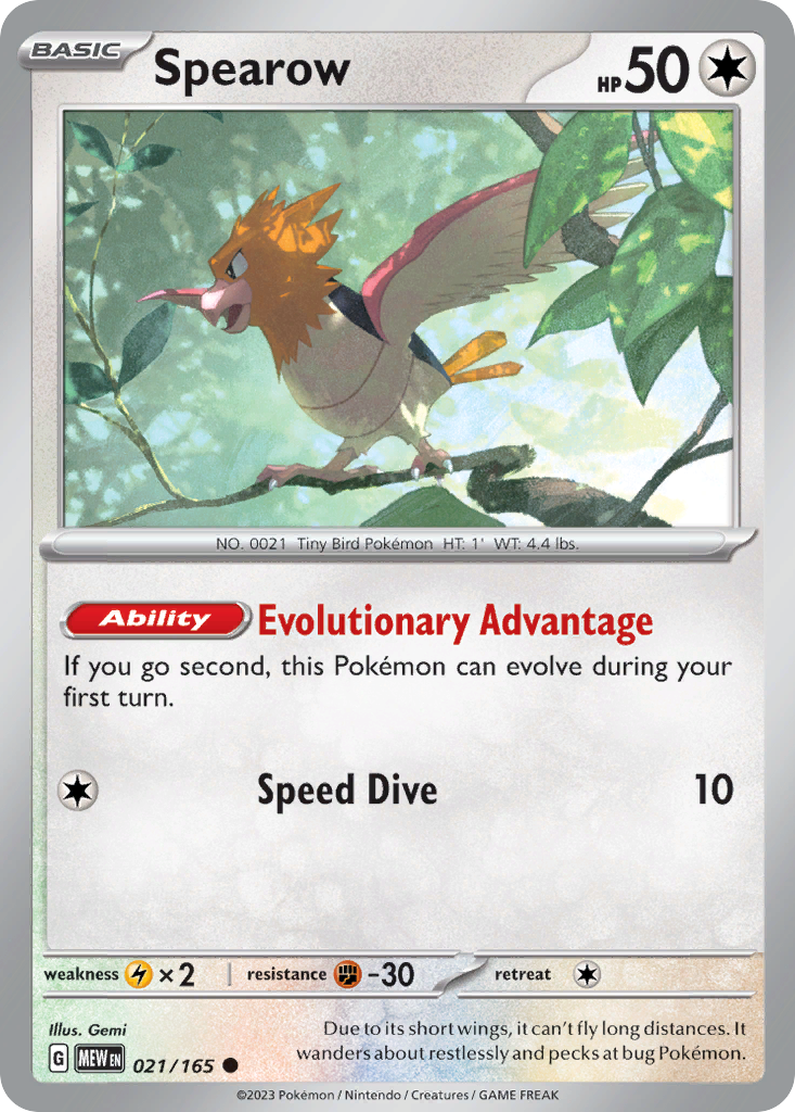 Spearow – 151 021/165 Pokémon card