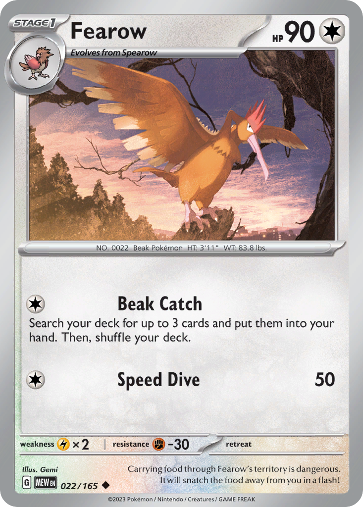 Fearow – 151 022/165 Pokémon card