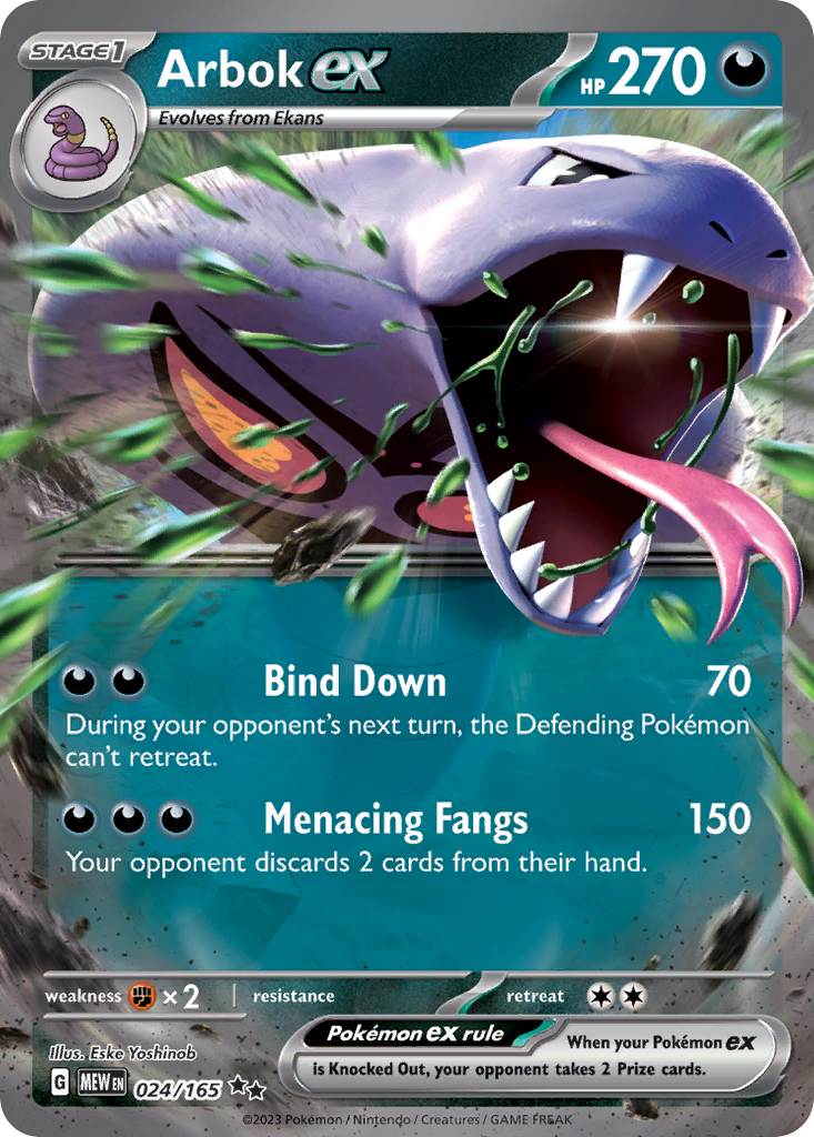 Arbok ex – 151 024/165 Pokémon card