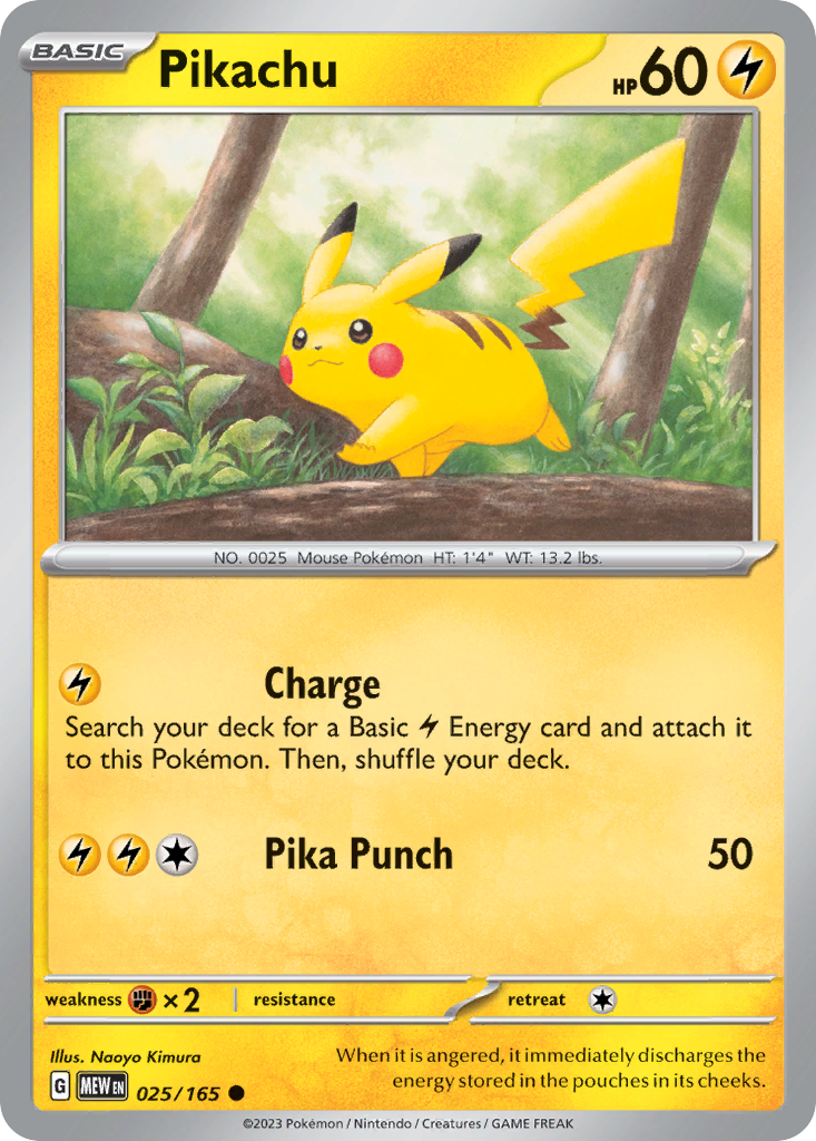 Pikachu – 151 025/165 Pokémon card
