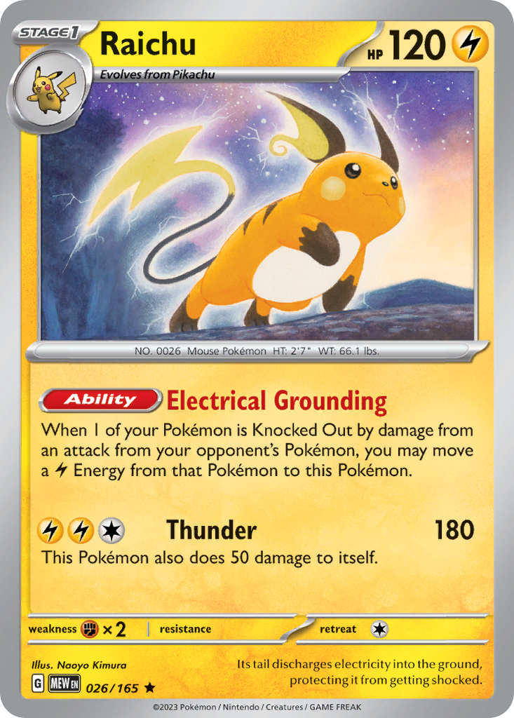 Raichu – 151 026/165 Pokémon card