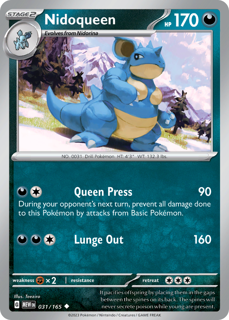 Nidoqueen – 151 031/165 Pokémon card