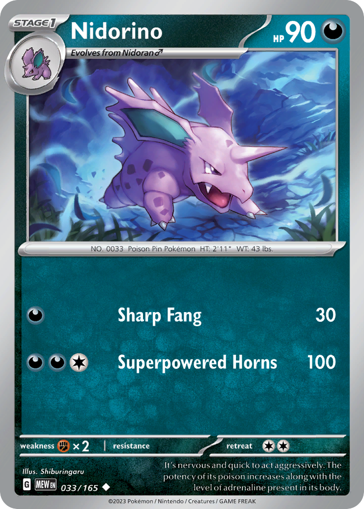 Nidorino – 151 033/165 Pokémon card