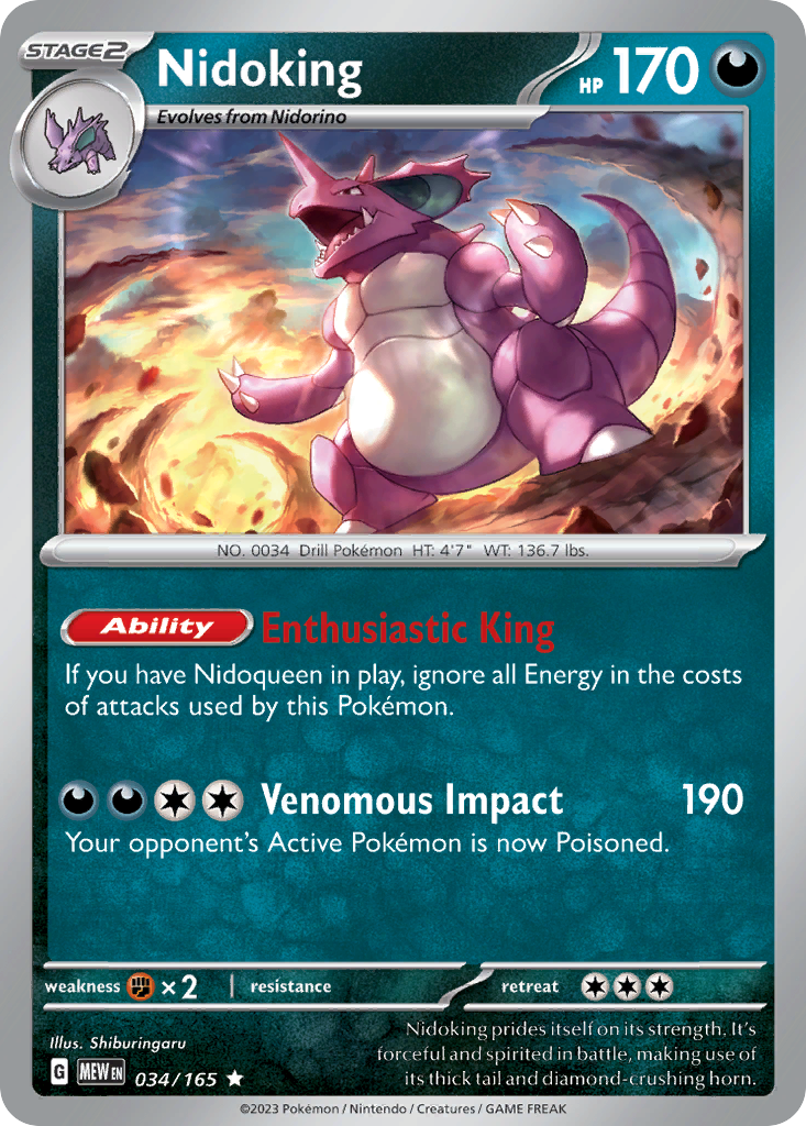 Nidoking – 151 034/165 Pokémon card