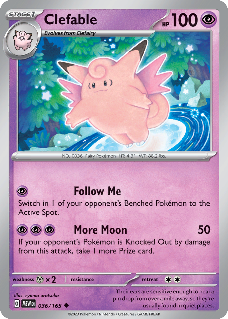 Clefable – 151 036/165 Pokémon card
