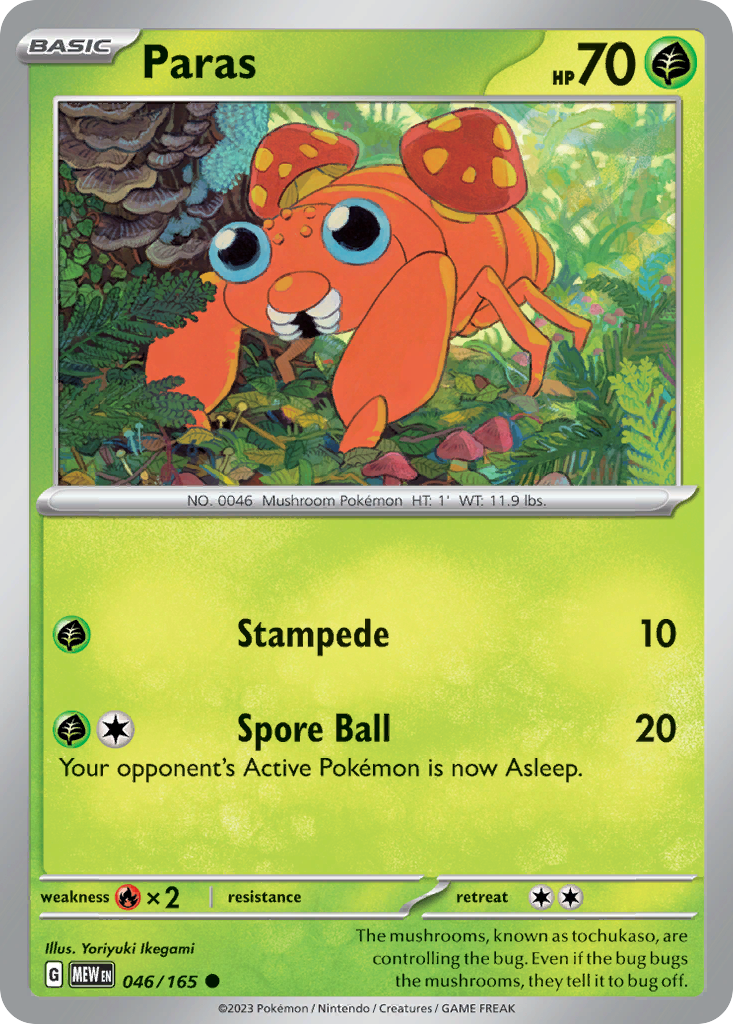 Paras – 151 046/165 Pokémon card