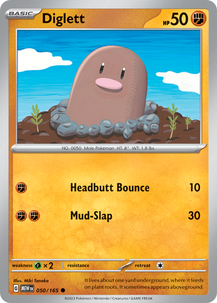 Diglett – 151 050/165 Pokémon card