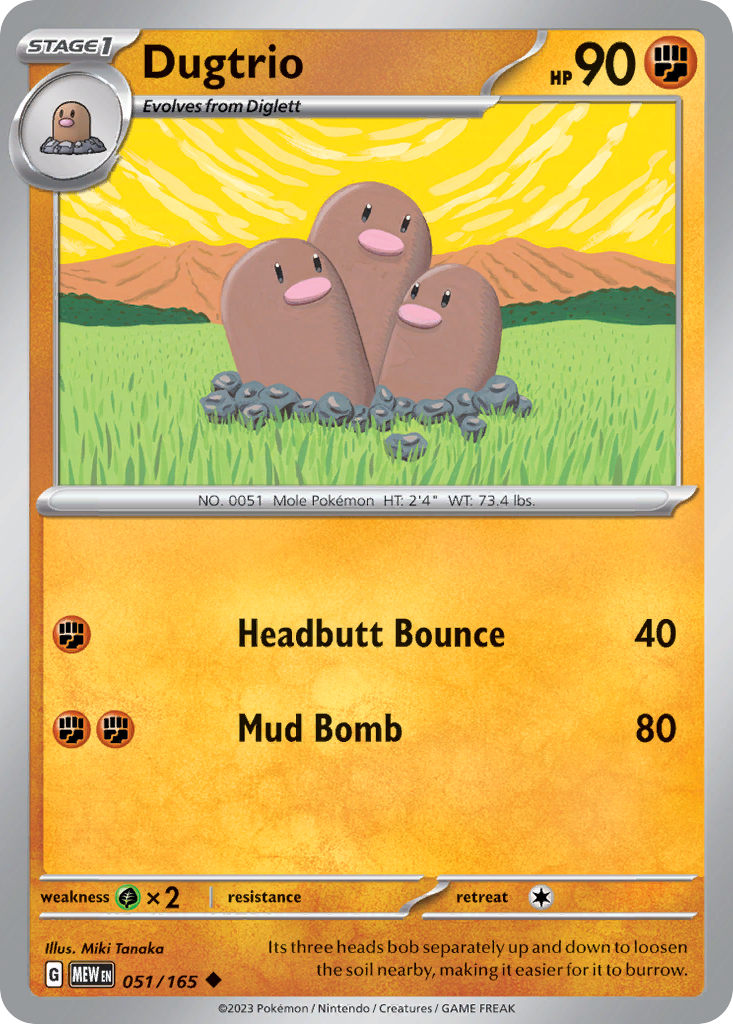 Dugtrio – 151 051/165 Pokémon card